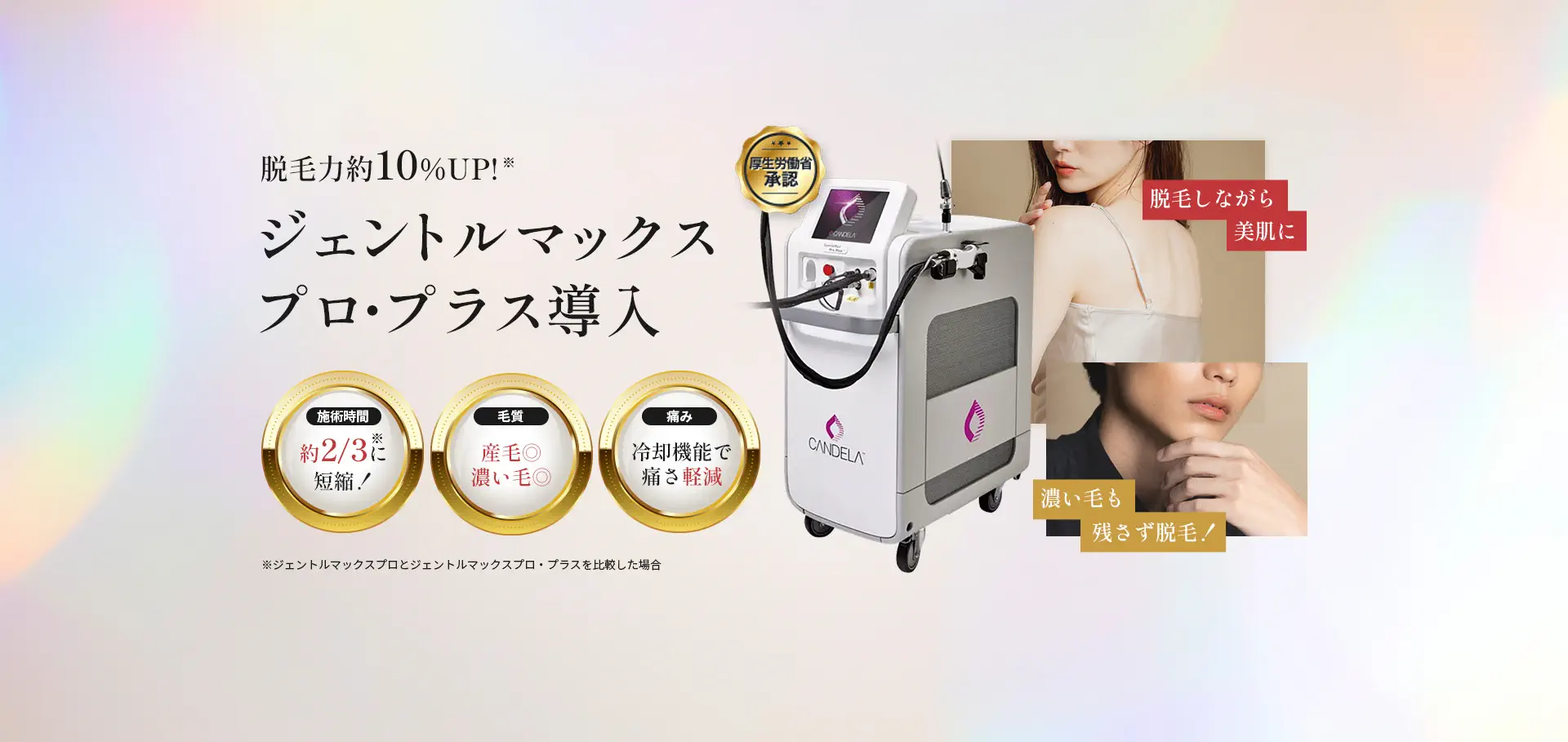 脱毛力約10%UP ジェントルマックスプロ・プラス導入